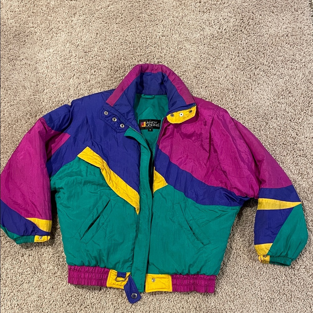 Vintage 80s 90s Andy Johns Multicolor puffer jacket